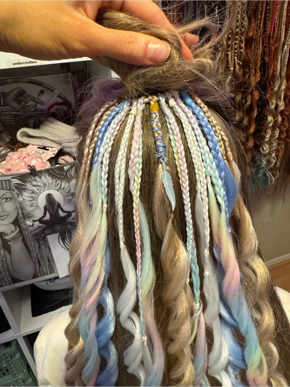 Premium Pastel Hair Extensions - Multi-Color Curly Accent Pieces